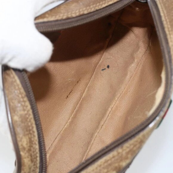 GUCCI GG Supreme Web Sherry Line Shoulder Bag PVC Beige 89 02 066 Auth 143576 - Picture 10 of 16